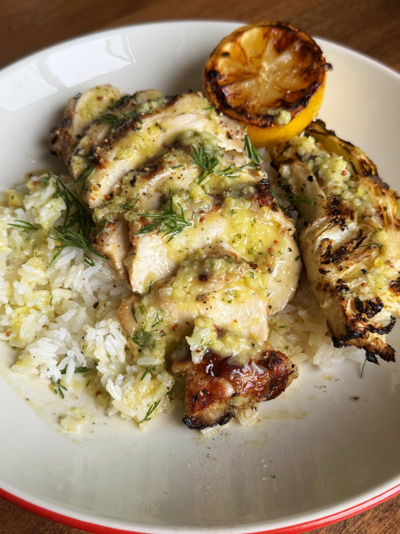 Whole Lemon Marinated Grilled Chicken and Cabbage - 06.09