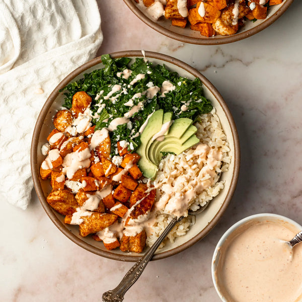 Roasted Sweet Potato and Hot Honey Chicken Bowl - 09.08