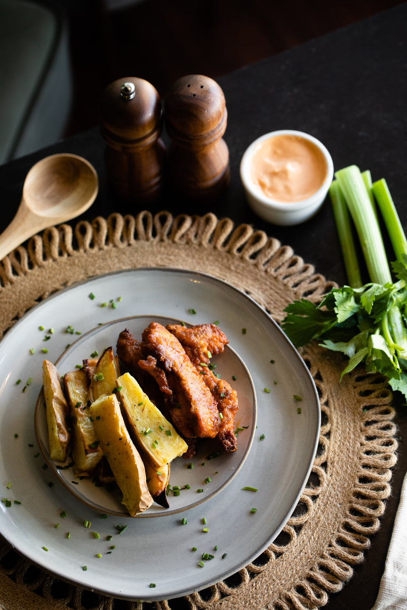 Boneless Buffalo Wings + Sweet Potato JoJo's - 05.12